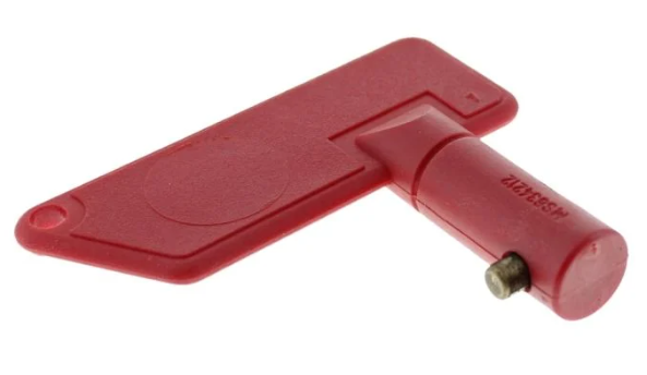 Red Plastic Battery Isolator Key with Metal Tip